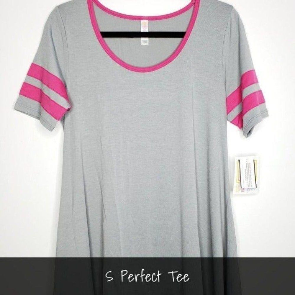 LuLaRoe Perfect T Small Solid Grey Pink NEW